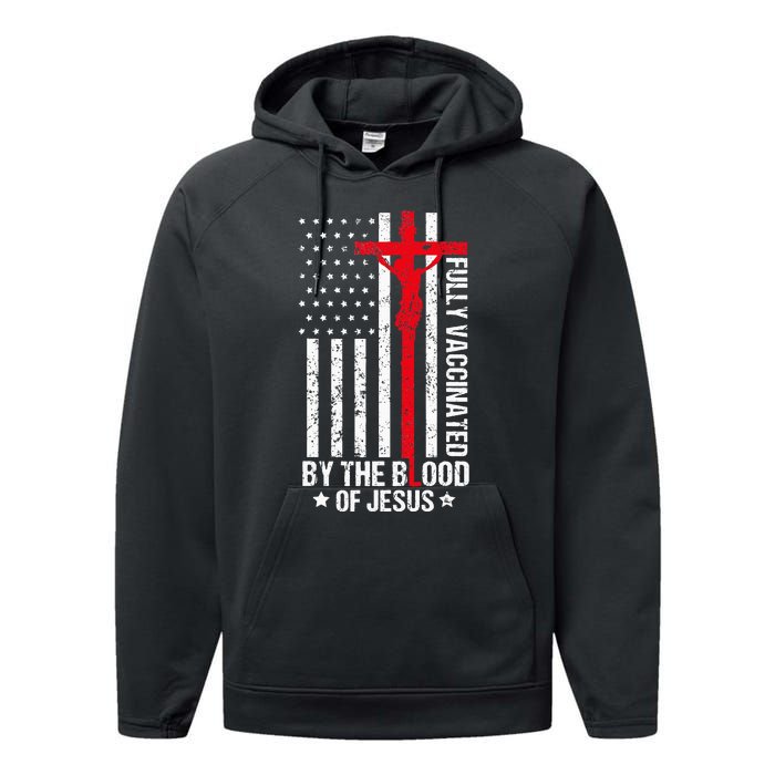 Fully Vaccinated By The Blood Of Jesus Christian Women Men Performance Fleece Hoodie