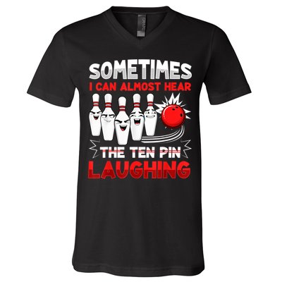Funny Vintage Bowling Team Bowler Bowling Lover Boys Girls V-Neck T-Shirt