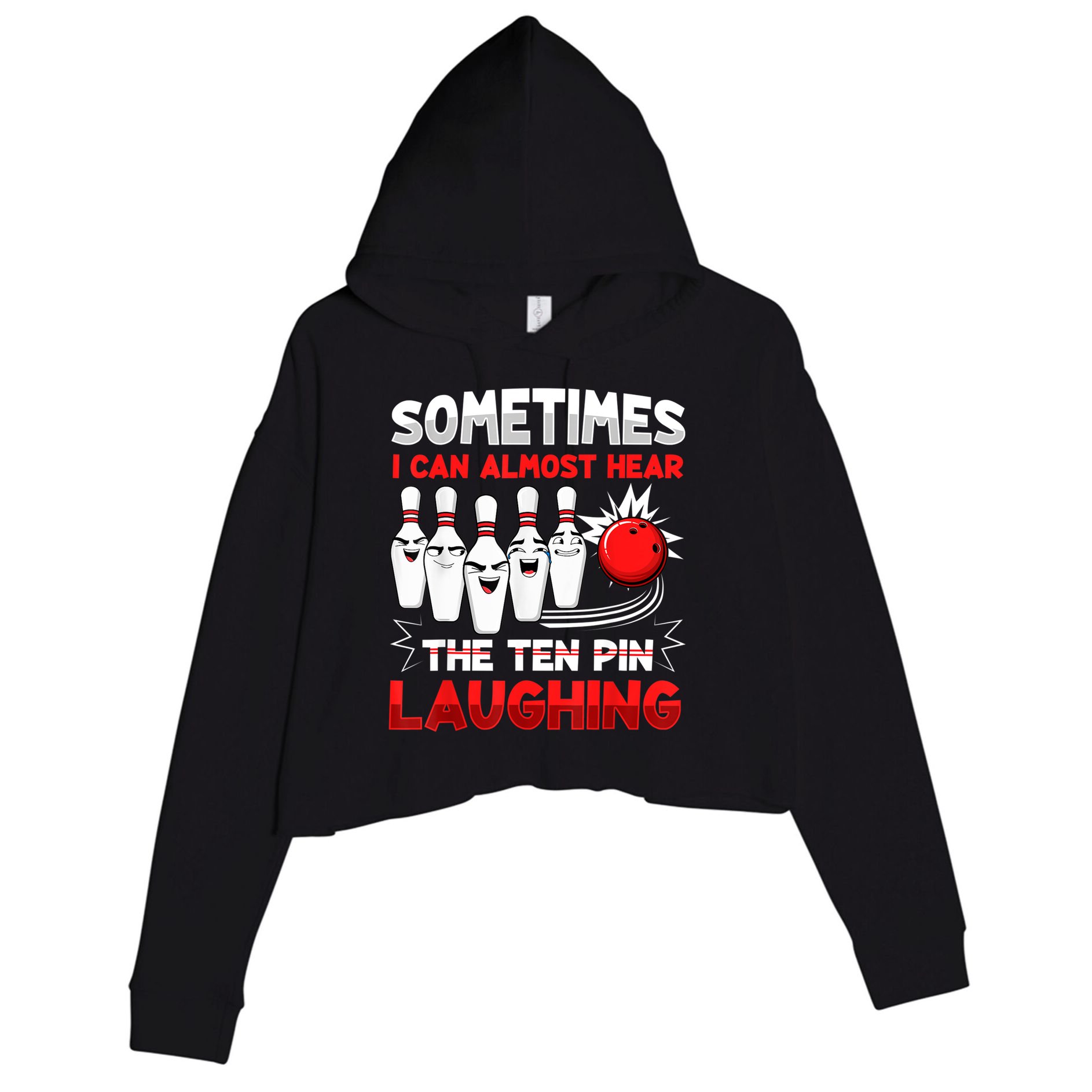 Funny Vintage Bowling Team Bowler Bowling Lover Boys Girls Crop Fleece Hoodie