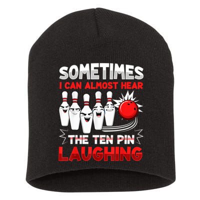 Funny Vintage Bowling Team Bowler Bowling Lover Boys Girls Short Acrylic Beanie
