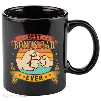 Funny Vintage Best Bonus Dad Ever Cat Funny Bonus Dad Fathers Day 11oz C Handle Ceramic Mug