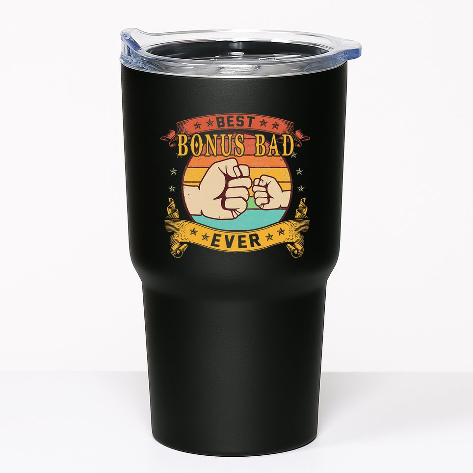 Funny Vintage Best Bonus Dad Ever Cat Funny Bonus Dad Fathers Day Tumbler