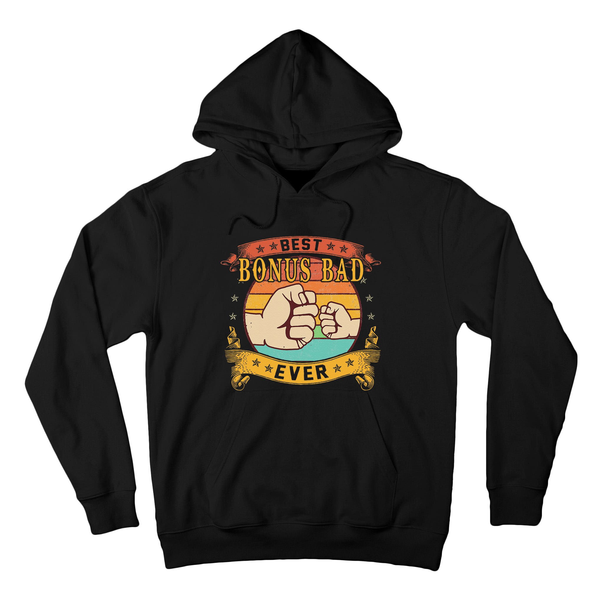 Funny Vintage Best Bonus Dad Ever Cat Funny Bonus Dad Fathers Day Tall Hoodie