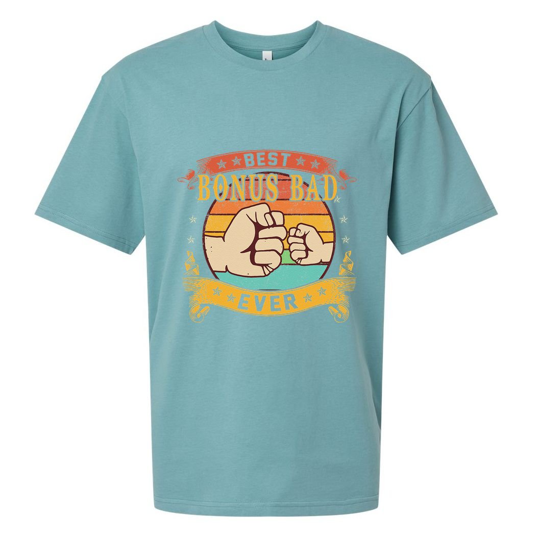 Funny Vintage Best Bonus Dad Ever Cat Funny Bonus Dad Fathers Day Sueded Cloud Jersey T-Shirt