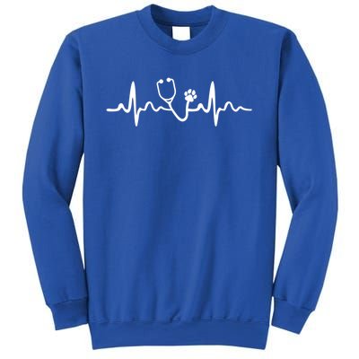 Future Veterinarian Cool Gift Heartbeat Stethoscope Vet Paw Gift Sweatshirt