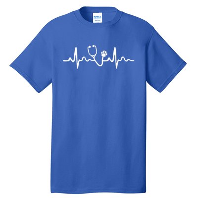 Future Veterinarian Cool Gift Heartbeat Stethoscope Vet Paw Gift Tall T-Shirt