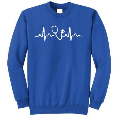 Future Veterinarian Cool Gift Heartbeat Stethoscope Vet Paw Gift Tall Sweatshirt