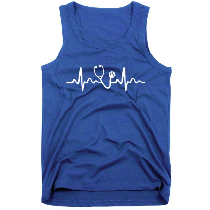 Future Veterinarian Cool Gift Heartbeat Stethoscope Vet Paw Gift Tank Top