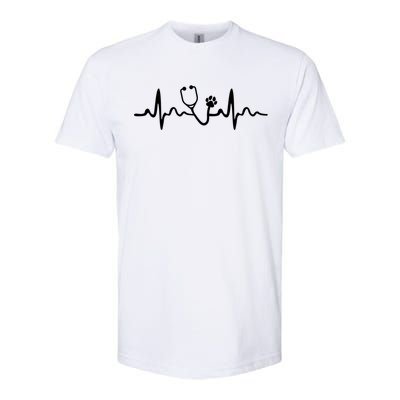 Future Veterinarian Cool Gift Heartbeat Stethoscope Vet Paw Gift Softstyle CVC T-Shirt