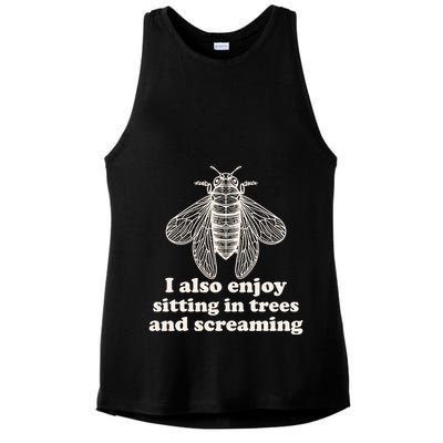 Funny Vintage Cicada I Also Enjoy Sitting In Trees And Screaming Ladies PosiCharge Tri-Blend Wicking Tank