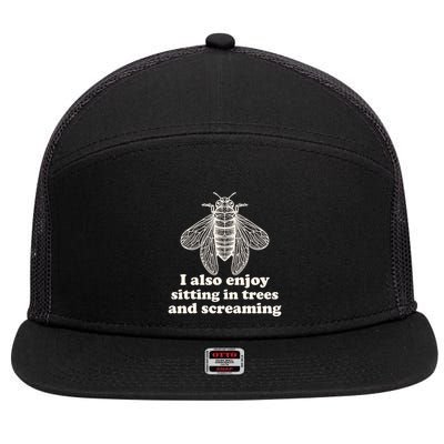 Funny Vintage Cicada I Also Enjoy Sitting In Trees And Screaming 7 Panel Mesh Trucker Snapback Hat