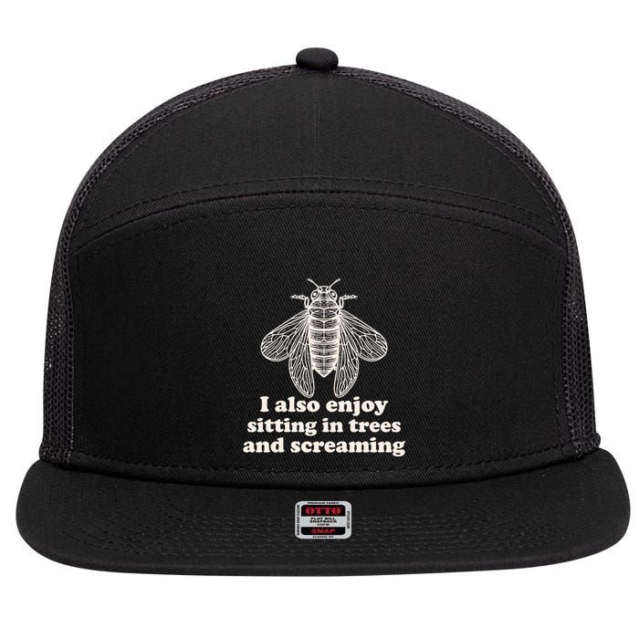 Funny Vintage Cicada I Also Enjoy Sitting In Trees And Screaming 7 Panel Mesh Trucker Snapback Hat