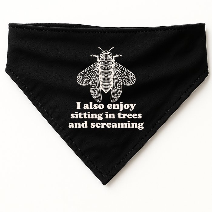 Funny Vintage Cicada I Also Enjoy Sitting In Trees And Screaming USA-Made Doggie Bandana
