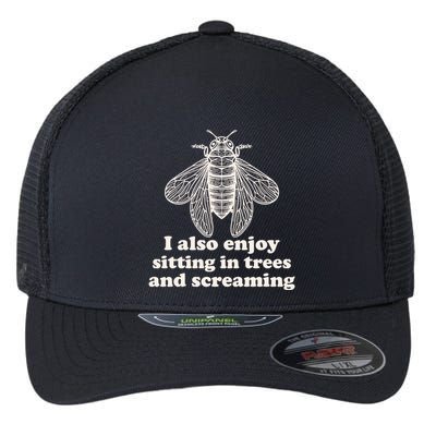 Funny Vintage Cicada I Also Enjoy Sitting In Trees And Screaming Flexfit Unipanel Trucker Cap
