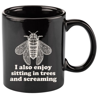 Funny Vintage Cicada I Also Enjoy Sitting In Trees And Screaming 11oz C Handle Ceramic Mug