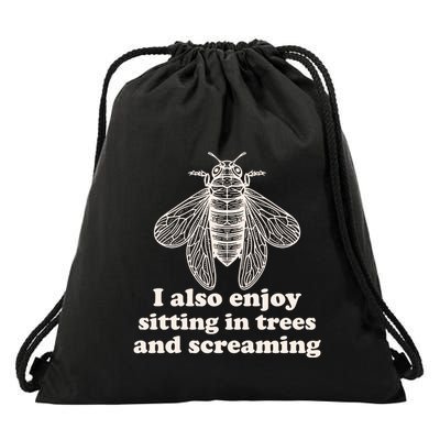 Funny Vintage Cicada I Also Enjoy Sitting In Trees And Screaming Drawstring Bag