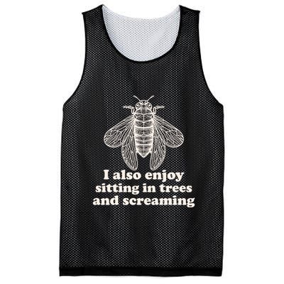 Funny Vintage Cicada I Also Enjoy Sitting In Trees And Screaming Mesh Reversible Basketball Jersey Tank