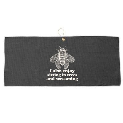 Funny Vintage Cicada I Also Enjoy Sitting In Trees And Screaming Large Microfiber Waffle Golf Towel