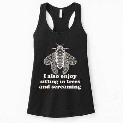Funny Vintage Cicada I Also Enjoy Sitting In Trees And Screaming Womens Tank Top