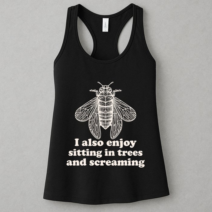Funny Vintage Cicada I Also Enjoy Sitting In Trees And Screaming Womens Tank Top