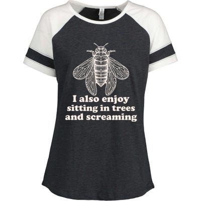 Funny Vintage Cicada I Also Enjoy Sitting In Trees And Screaming Enza Ladies Jersey Colorblock Tee