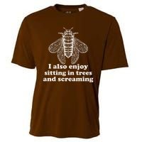 Funny Vintage Cicada I Also Enjoy Sitting In Trees And Screaming Cooling Performance Crew T-Shirt