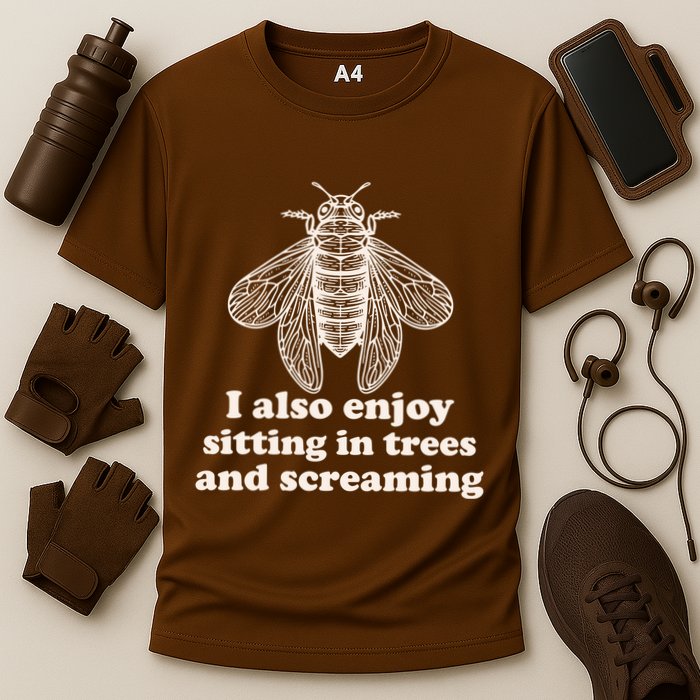 Funny Vintage Cicada I Also Enjoy Sitting In Trees And Screaming Performance Shirt