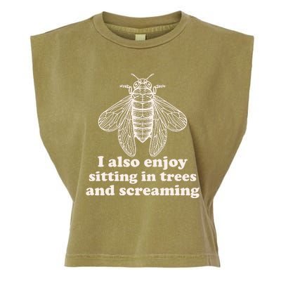 Funny Vintage Cicada I Also Enjoy Sitting In Trees And Screaming Garment-Dyed Women's Muscle Tee