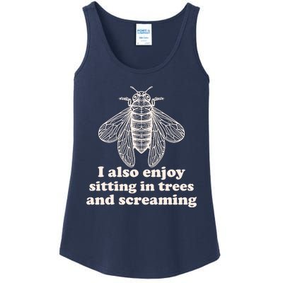 Funny Vintage Cicada I Also Enjoy Sitting In Trees And Screaming Ladies Essential Tank