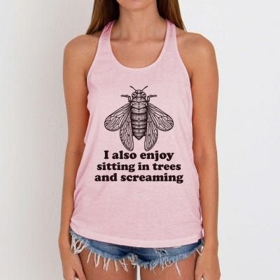 Funny Vintage Cicada I Also Enjoy Sitting In Trees And Screaming Women's Knotted Racerback Tank