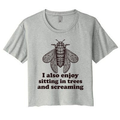 Funny Vintage Cicada I Also Enjoy Sitting In Trees And Screaming Women's Crop Top Tee