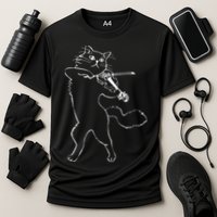 Fiddle Violin Cat Musician Instrument Band Strings Cooling Performance Crew T-Shirt