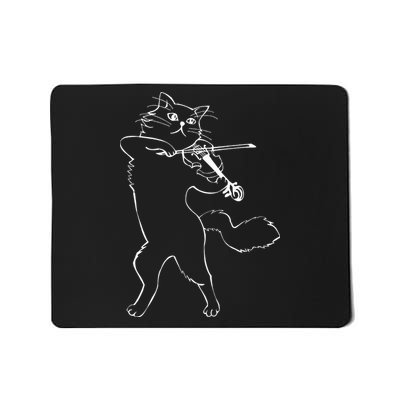 Fiddle Violin Cat Musician Instrument Band Strings Mousepad