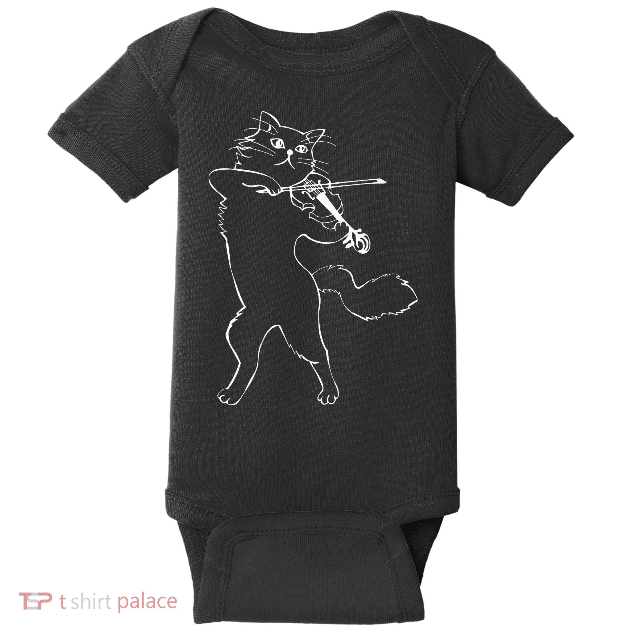 Fiddle Violin Cat Musician Instrument Band Strings Baby Bodysuit
