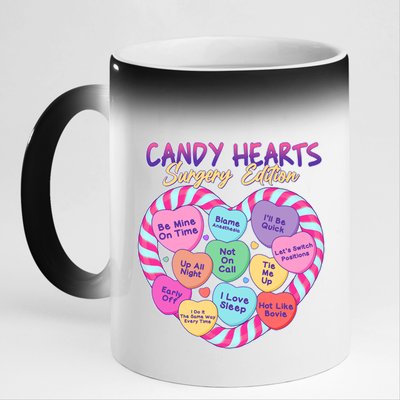 Funny Valentine Candy Hearts Surgery Edition 11oz Black Color Changing Mug