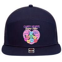 Funny Valentine Candy Hearts Surgery Edition 7 Panel Mesh Trucker Snapback Hat