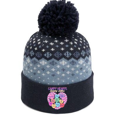 Funny Valentine Candy Hearts Surgery Edition The Baniff Cuffed Pom Beanie