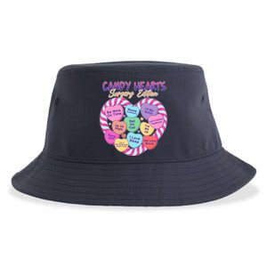 Funny Valentine Candy Hearts Surgery Edition Sustainable Bucket Hat