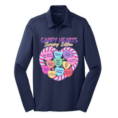 Funny Valentine Candy Hearts Surgery Edition Silk Touch Performance Long Sleeve Polo