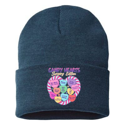 Funny Valentine Candy Hearts Surgery Edition Sustainable Knit Beanie