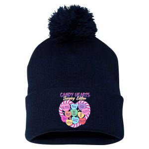 Funny Valentine Candy Hearts Surgery Edition Pom Pom 12in Knit Beanie