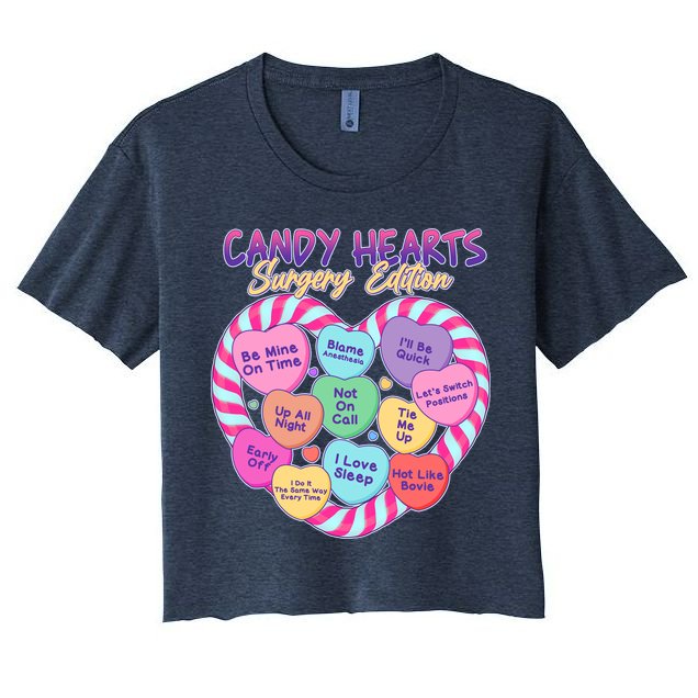 Funny Valentine Candy Hearts Surgery Edition Crop Top