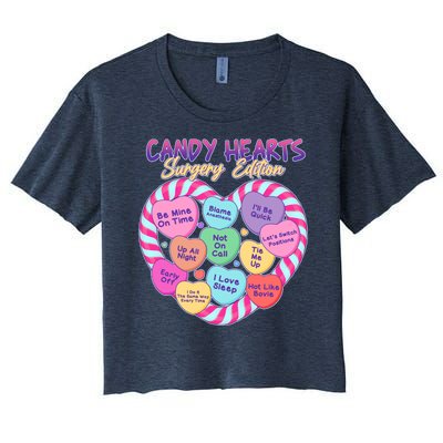 Funny Valentine Candy Hearts Surgery Edition Women's Crop Top Tee