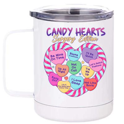 Funny Valentine Candy Hearts Surgery Edition 12 oz Stainless Steel Tumbler Cup