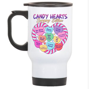 Funny Valentine Candy Hearts Surgery Edition Stainless Steel Travel Mug