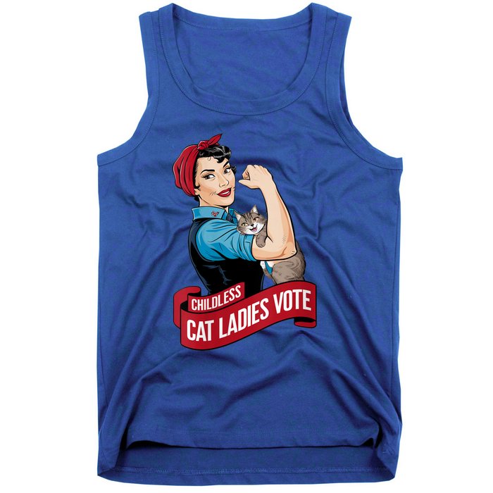 Funny Vintage Childless Cat Ladies Vote Rosie The Riveter Tank Top