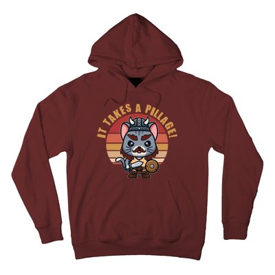 Funny Viking Cat It Takes A Pillage Hoodie