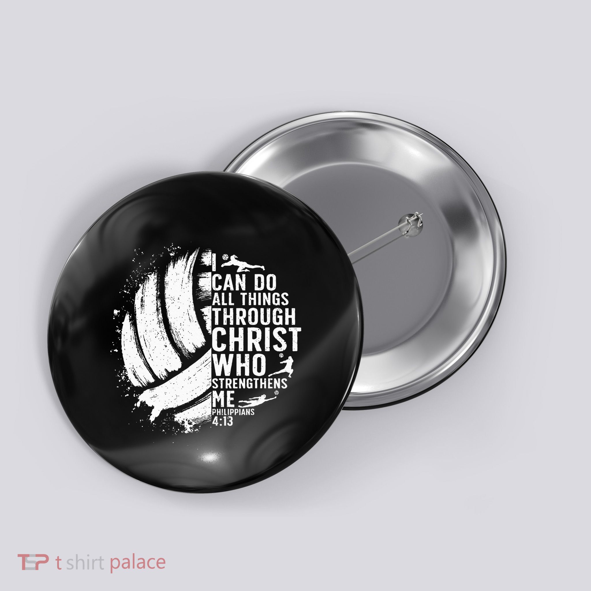 Funny Volleyball Christian Design Girls Button