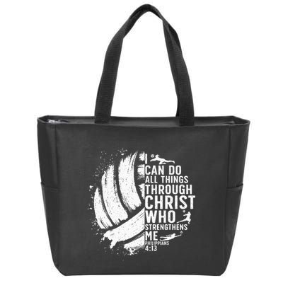 Funny Volleyball Christian Design Girls Zip Tote Bag
