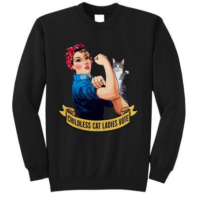 Funny Vintage Childless Cat Ladies Vote Rosie The Riveter Sweatshirt